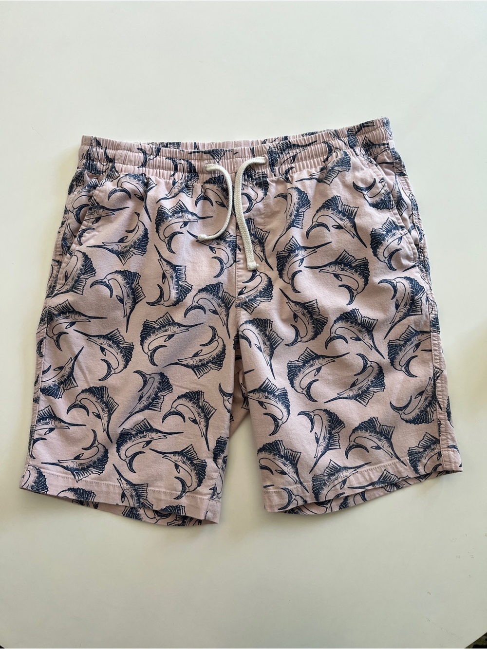 Old Navy Men’s Pink Shorts with Navy Marlin Print